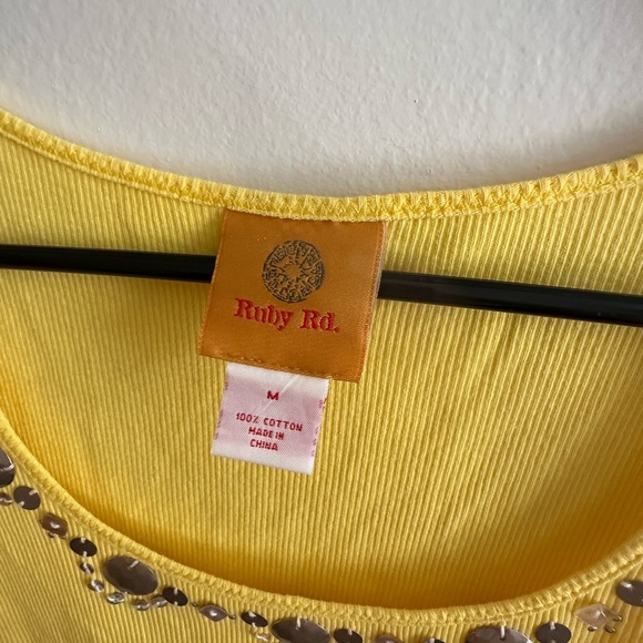 Ruby Rd. Yellow Embellished Tank Top - Picture 2 of 4